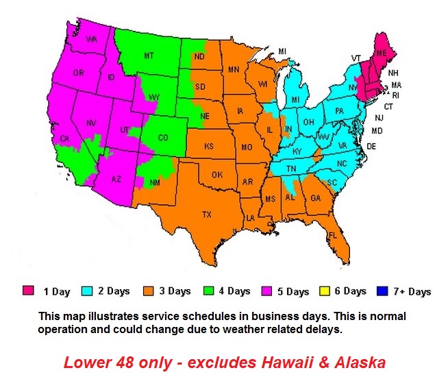 Custom Wooden Pet Furniture Shipping Transit Time Map shipping information and transit time map for custom wooden pet furniture at pets2bed.com