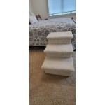 3-Step Carpeted Dog Stairs - Natural Carpet - front view