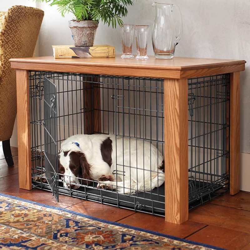 Wooden Table Dog Crate Cover, How To Make A Dog Crate Table Topper