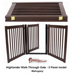 Highlander Walk-Through 3-panel dog gate in Mahogany finish Dynamic Accents Highlander Walk-Through 3-panel dog gate in Mahogany finish