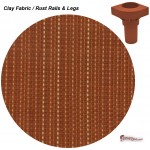  Clay Fabric with Rust rails and legs swatch for pet cots