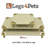 Stack of Cork Fabric wit Tan rails and legs pet cots made in the USA