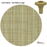 Cork Fabric wit Tan rails and legs swatch for pet cots