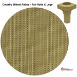 Country Wheat Fabric with Tan rails and legs swatch for pet cots