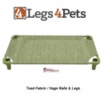 Toad Fabric with Sage rails and legs pet cot made in the USA