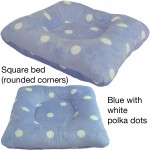 Puppy Hugger Square Pillow Pet Bed - blue dots