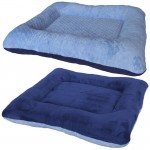 Puppy Hugger Square Pillow Pet Bed - blue reversible dimple plush