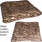 Puppy Hugger Square Pillow Pet Bed - brown and butter zebra print