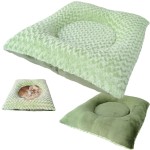 Puppy Hugger Square Pillow Pet Bed - Green reversible plush and cuddlerose