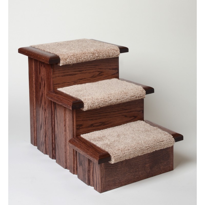 Oak Wood Carpeted Pet Stairs, Are Hardwood Stairs Safe For Dogs