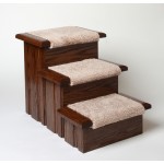 Premier Pets Oak Carpeted Raised Panel 3 Step Dog Stairs in Walnut finish