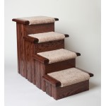 Premier Pet Steps Oak Carpeted Raised Panel 4 Step Dog Stairs in Cherry finish