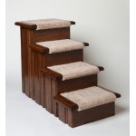 Premier Pet Steps Oak Carpeted Raised Panel 4 Step Dog Stairs in Walnut finish